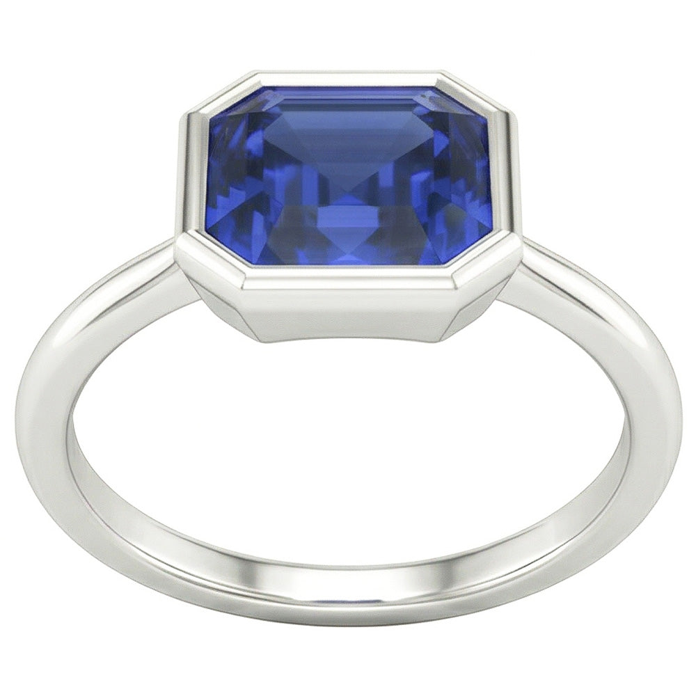 Asscher Cut Sapphire Engagement Solitaire Ring