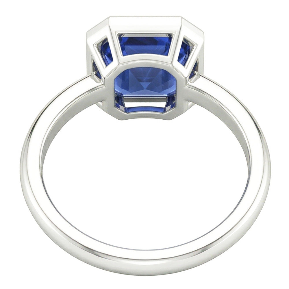 Asscher Cut Sapphire Engagement Solitaire Ring