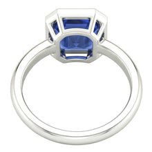Asscher Cut Sapphire Engagement Solitaire Ring