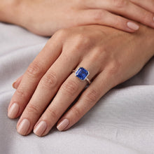 Asscher Cut Sapphire Engagement Solitaire Ring