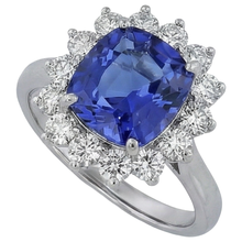 Asscher Cut Tanzanite With Natural Earth Mined Diamonds 4.50 Ct Ring 14K White Gold
