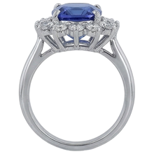 Asscher Cut Tanzanite With Natural Earth Mined Diamonds 4.50 Ct Ring 14K White Gold