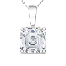 Asscher Cut Women Solitaire Real Diamond Pendant 2 Carat White Gold 14K
