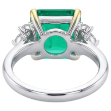 Gemstone Ring Two-Tone 14K Gold with Colombian Emerald – back view