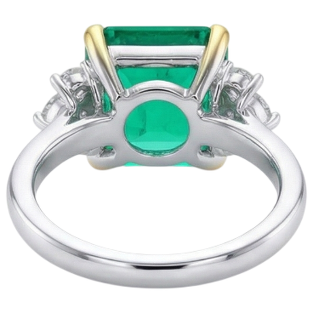 Gemstone Ring Two-Tone 14K Gold with Colombian Emerald – back view