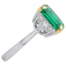 Asscher Colombian Emerald ring in Two-Tone 14K Gold – profile view