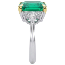 Colombian Emerald Gemstone Ring 4-ct Two-Tone 14K Gold – top view