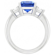 Asscher Natural Earth Mined Diamond Jewellery Radiant Sapphire 3 Stone Ring 4 Prong 3 Carats
