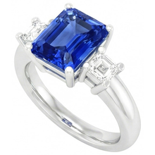 Asscher Natural Earth Mined Diamond Jewellery Radiant Sapphire 3 Stone Ring 4 Prong 3 Carats