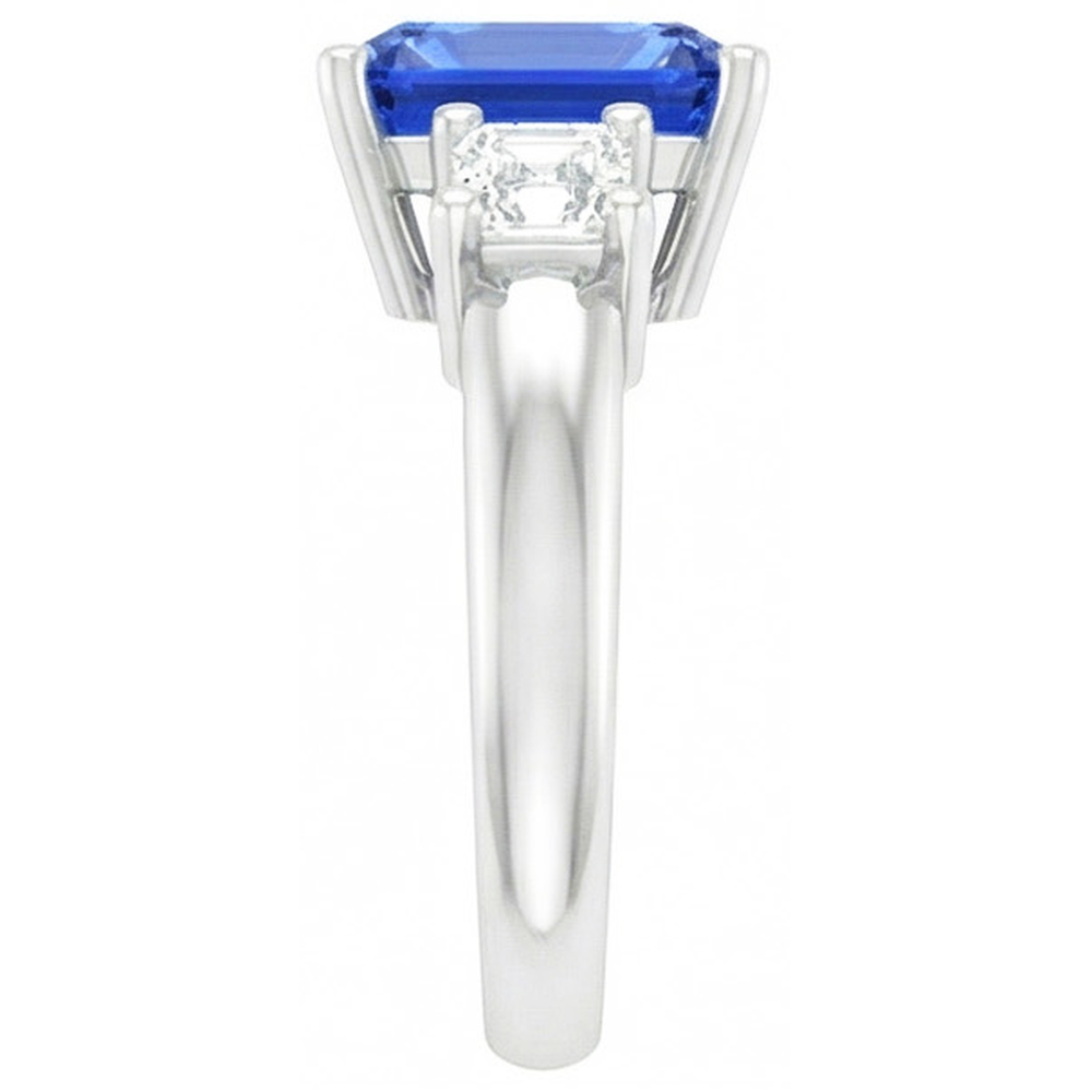 Asscher Natural Earth Mined Diamond Jewellery Radiant Sapphire 3 Stone Ring 4 Prong 3 Carats