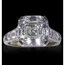 Asscher Real Diamond Engagement Ring With Accents 4.65 Carats