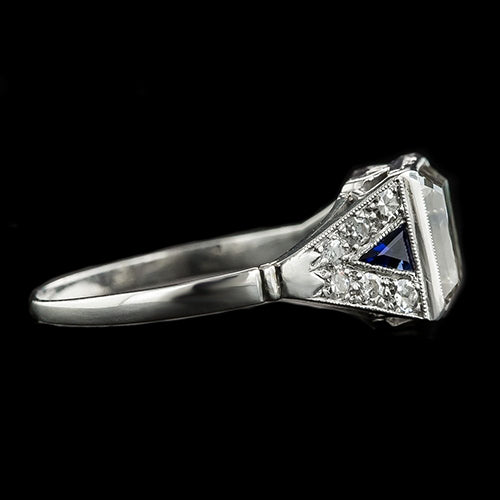 Asscher Real Natural Earth Mined Diamond & Trillion Ceylon Sapphire Gemstone Ring 6.25 Carats