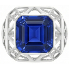 IGI CERTIFIED Asscher Solitaire Men's Ring 2.50 Carats Srilankan Sapphire Bezel Set