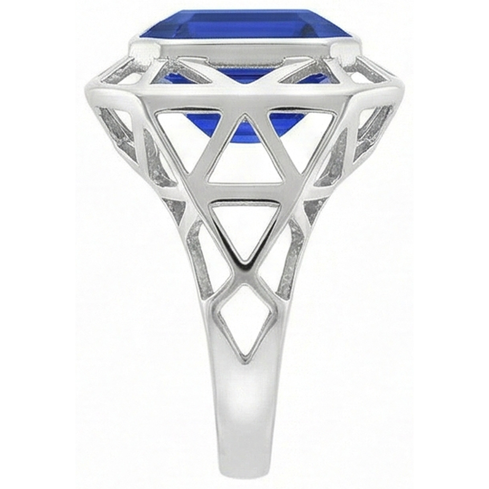 Asscher Solitaire Men's Ring 2.50 Carats Srilankan Sapphire Bezel Set