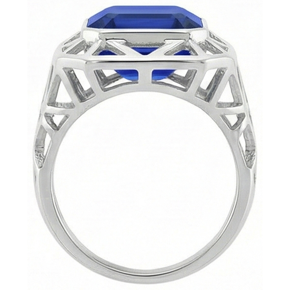 Asscher Solitaire Men's Ring 2.50 Carats Srilankan Sapphire Bezel Set