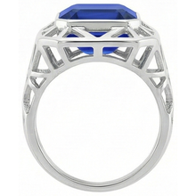 IGI CERTIFIED Asscher Solitaire Men's Ring 2.50 Carats Srilankan Sapphire Bezel Set