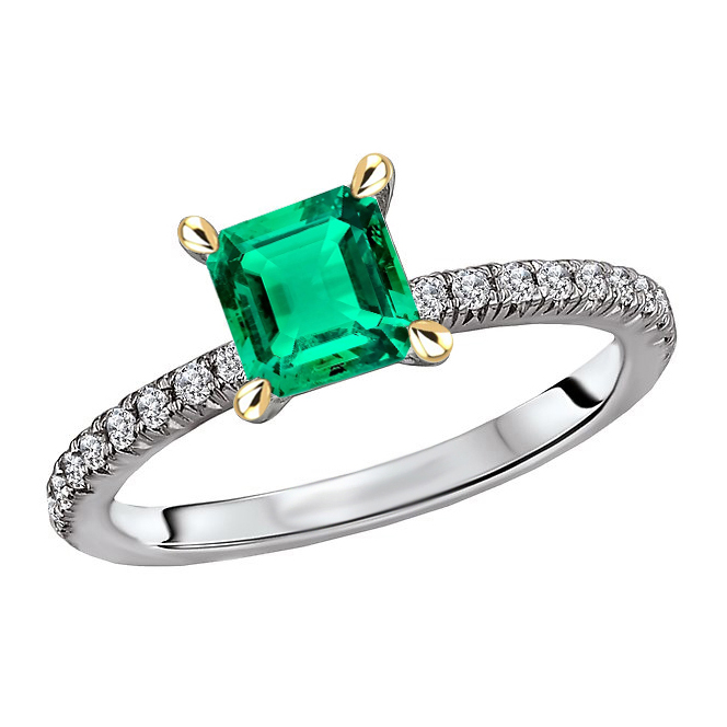 Authentic Fine Emerald Colored Stone Ring – main view