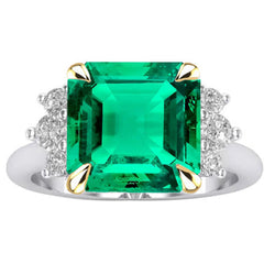 Two-Tone 14K Gold GIA Certified Colombian Emerald Gemstone Ring