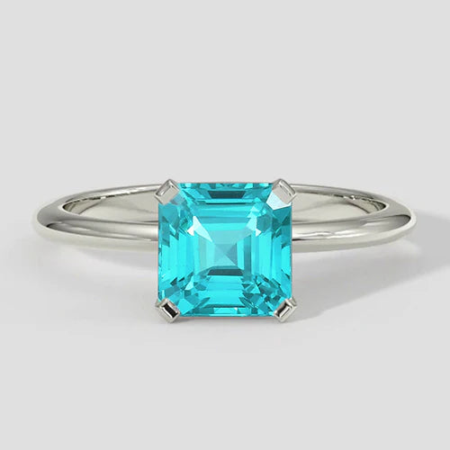 Asscher Paraiba Ring Solitaire 14k