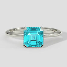 Asscher Paraiba Ring Solitaire 14k