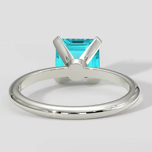 Asscher Paraiba Ring Solitaire 14k