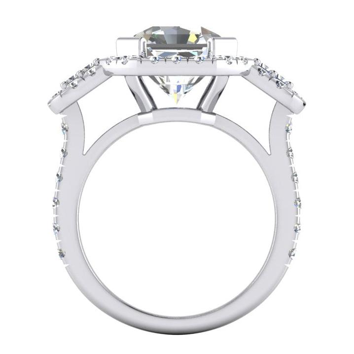 Asscher Cut With Accents Real Diamond Ring