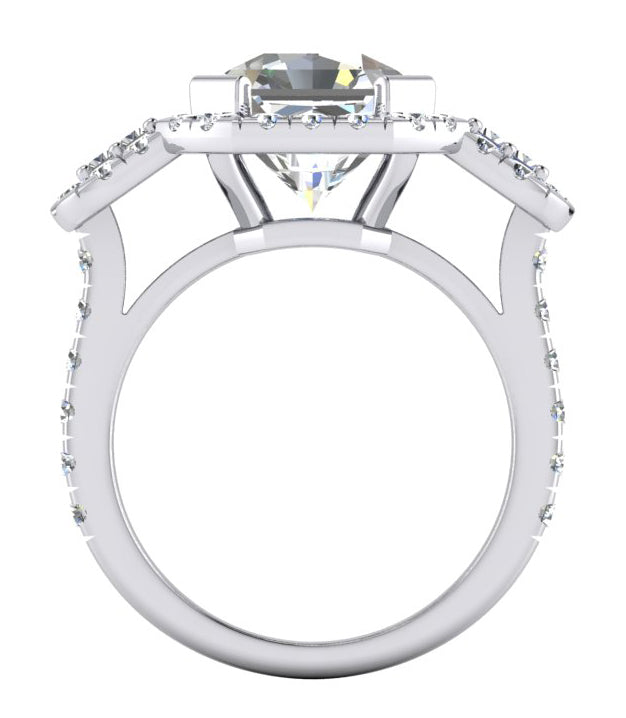 Asscher Cut With Accents Real Diamond Ring