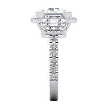 Asscher Cut With Accents Real Diamond Ring
