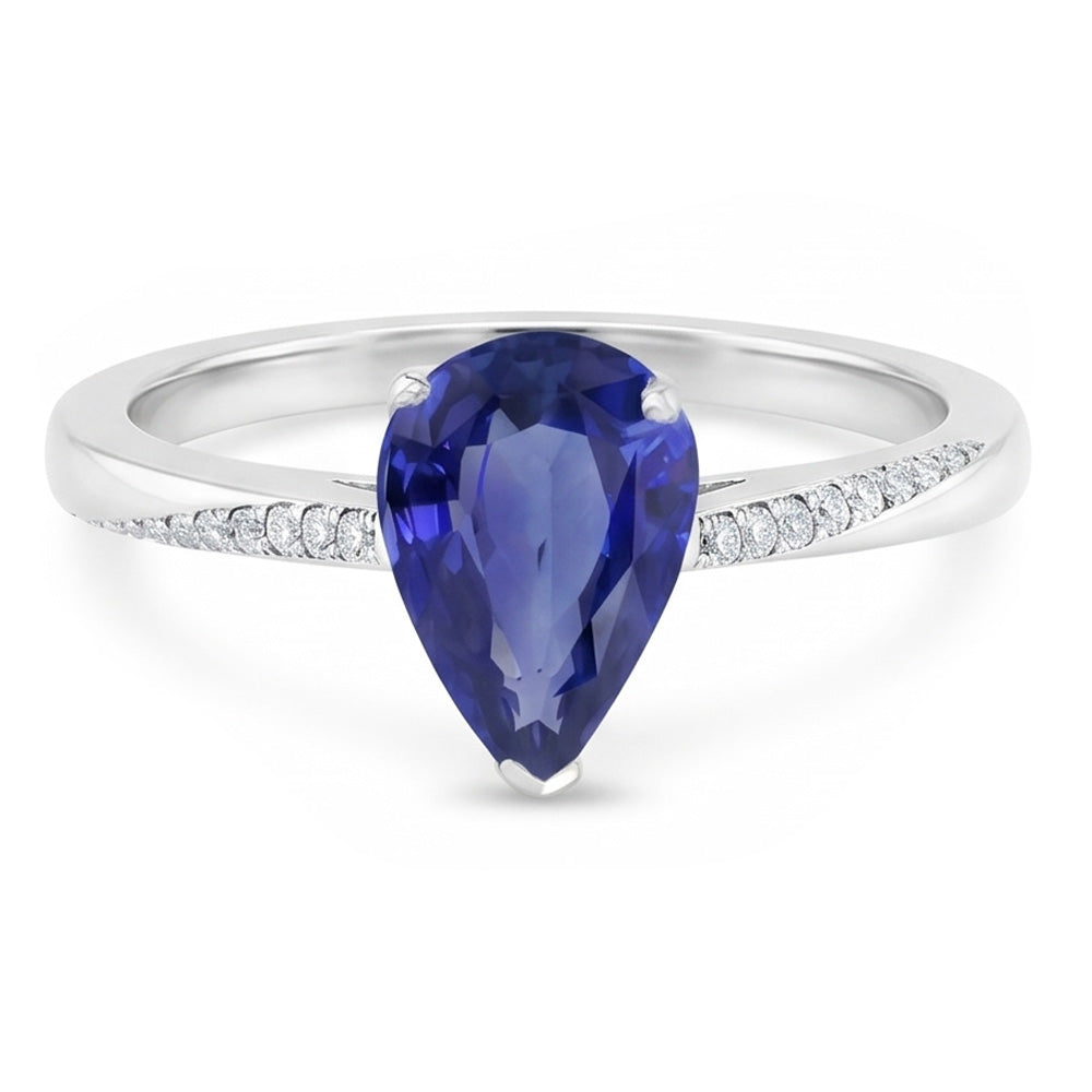 Authentic Royal Blue Sapphire Gemstone Ring 1.50 ct – 14K White