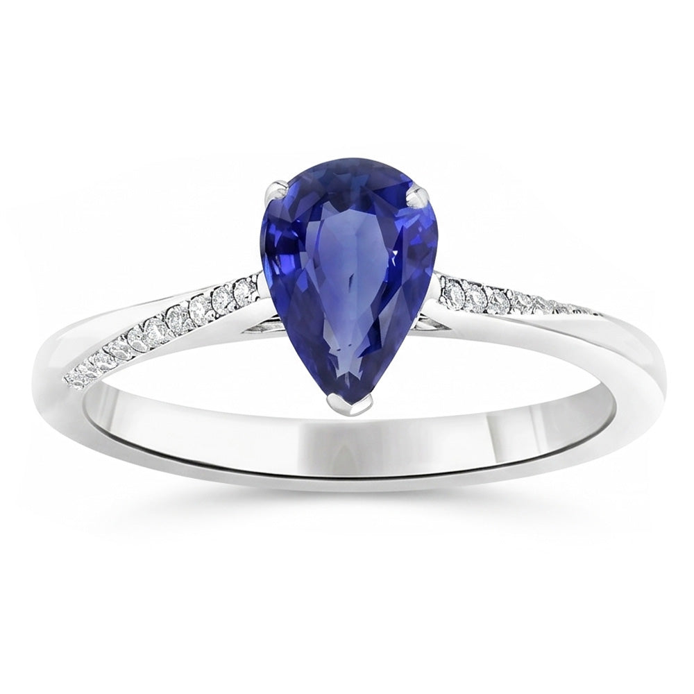 Authentic Royal Blue Sapphire Gemstone Ring 1.50 ct – 14K White