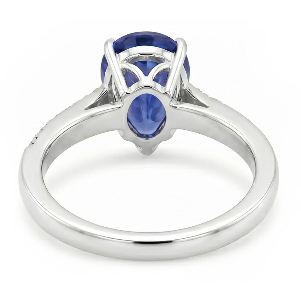 Authentic Royal Blue Sapphire Gemstone Ring 1.50 ct – 14K White