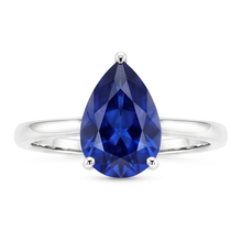 Authentic Royal Blue Sapphire Precious Stone Ring – 14K White