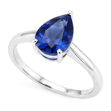 Authentic Royal Blue Sapphire Precious Stone Ring – 14K White