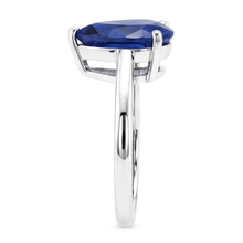 Authentic Royal Blue Sapphire Precious Stone Ring – 14K White