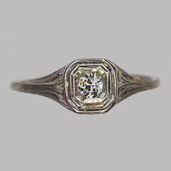 Solitaire Anniversary Ring Round Old Mine Cut Natural Earth Mined Diamond 0.50 Carats