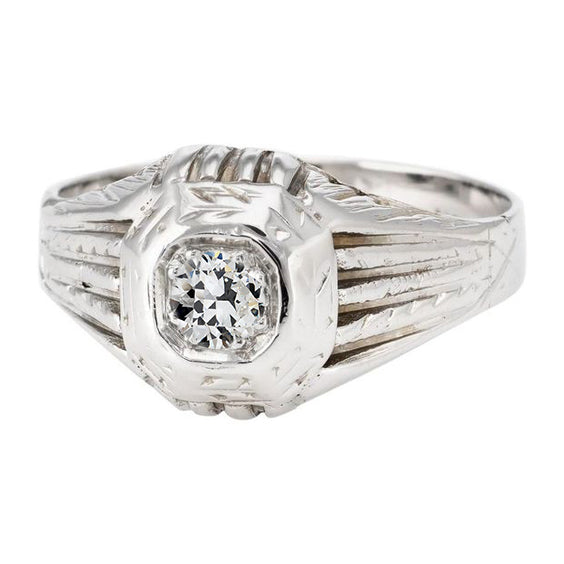 Antique Style Solitaire Engagement Ring Old Cut Round Natural Earth Mined Diamond 1 Carat
