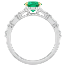 Fine Emerald Round Cut Gemstone Ring in Two-Tone 14K Gold – alternate view