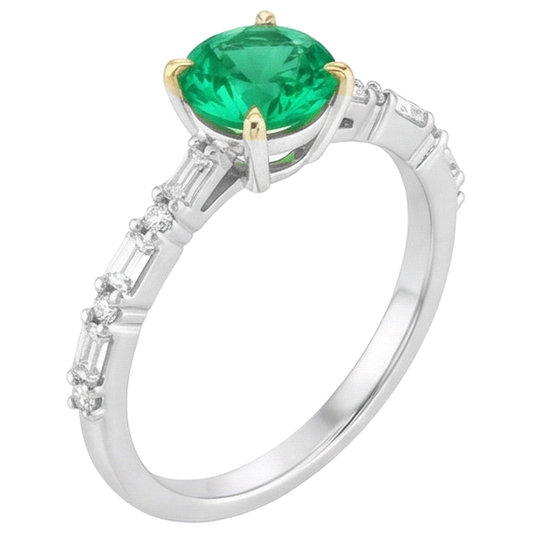 Natural Fine Emerald Gemstone Ring – front view