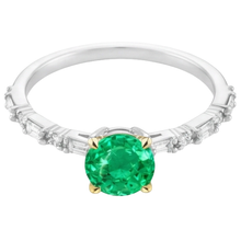 Natural Fine Emerald Gemstone Ring 2 ct Two-Tone 14K Gold – side view