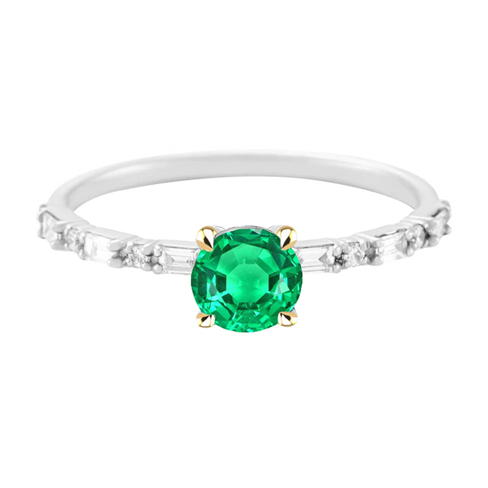 Natural Fine Emerald Gemstone Ring 2 ct Two-Tone 14K Gold – main view