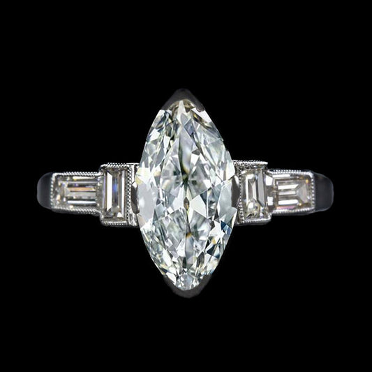 Baguette & Marquise Old Miner Real Diamond Anniversary Ring 5.50 Carats