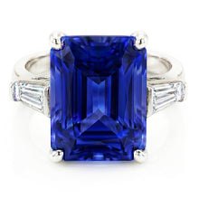 Baguette Natural Earth Mined Diamond 3 Stone Ring Radiant Light Blue Sapphire 2.50 Carats