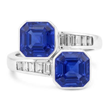 Baguette Natural Earth Mined Diamond Asscher Sapphire Ring Bezel & Channel Set 4.50 Carats