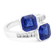 Baguette Natural Earth Mined Diamond Asscher Sapphire Ring Bezel & Channel Set 4.50 Carats