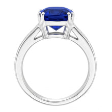 Baguette Natural Earth Mined Diamond Cushion Blue Sapphire Ring 4 Carats Gold 14K Jewellery