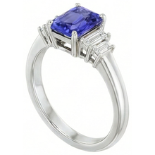 Baguette Natural Earth Mined Diamond Ring Ceylon Sapphire Jewellery 2.50 Carats 4 Prong Set