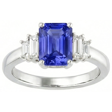 Baguette Natural Earth Mined Diamond Ring Ceylon Sapphire Jewellery 2.50 Carats 4 Prong Set