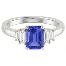 Baguette Natural Earth Mined Diamond Ring Ceylon Sapphire Jewellery 2.50 Carats 4 Prong Set