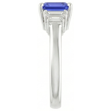 Baguette Natural Earth Mined Diamond Ring Ceylon Sapphire Jewellery 2.50 Carats 4 Prong Set