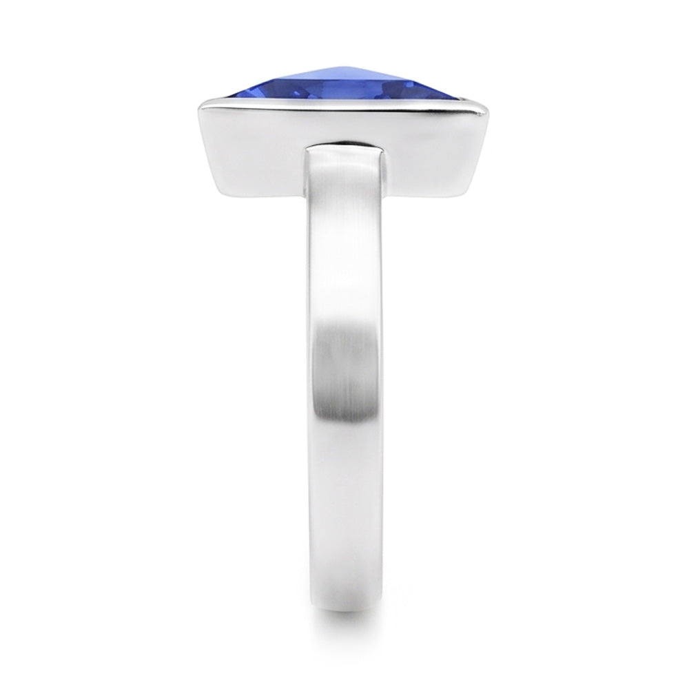 Baguette Natural Earth Mined Diamond Ring Trillion Bezel Set Blue Sapphire 1.75 Carats
